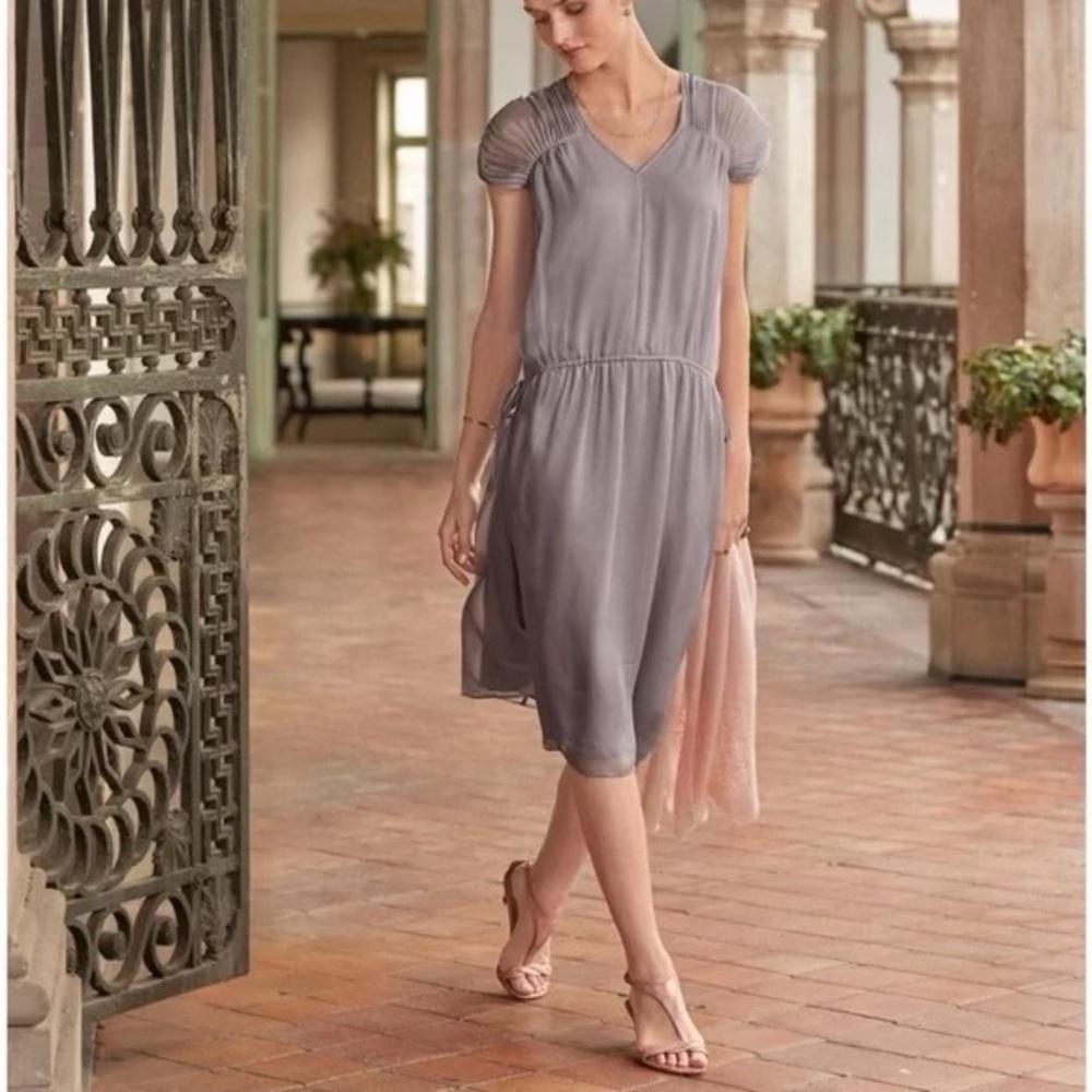 NWT Sundance Sophia Silk Midi Gray Dress Size M